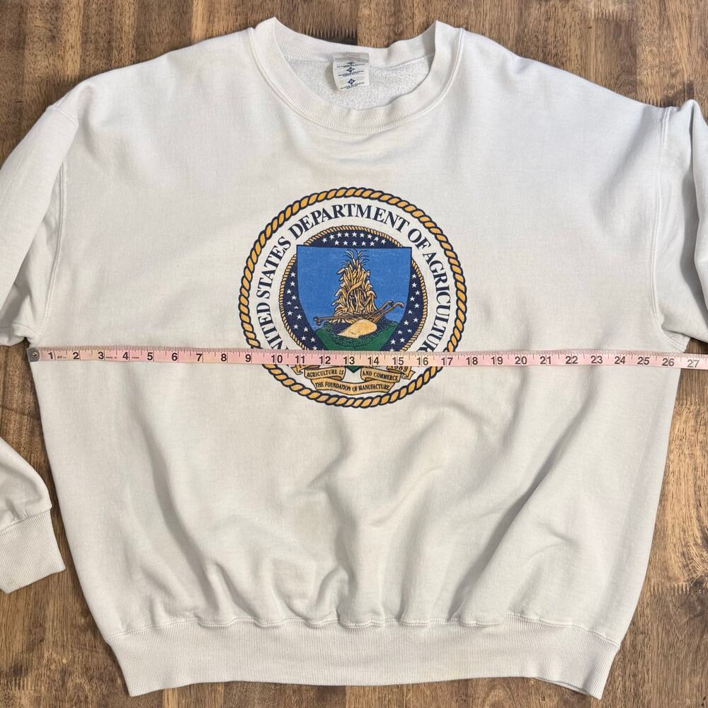 VTG United States Department of Agriculture Sweatshirt Crest White Unisex 2XL - Picture 5 of 11